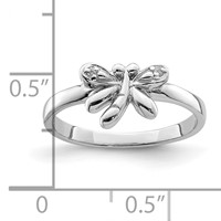 Sterling Silver Rhodium-plated Polished CZ Dragonfly Children's Ring view 5