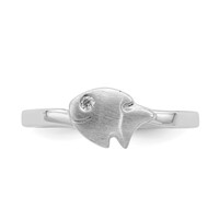 Sterling Silver Rhodium-plated Childs Satin CZ Fish Ring view 4