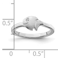 Sterling Silver Rhodium-plated Childs Satin CZ Fish Ring view 5