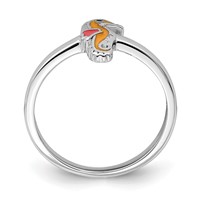 Sterling Silver Rhodium-plated Childs Enameled Seahorse Ring view 2