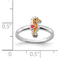 Sterling Silver Rhodium-plated Childs Enameled Seahorse Ring view 5