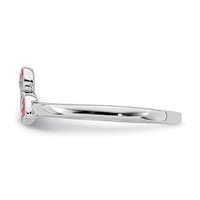 Sterling Silver Rhodium-plated Multi-color Enameled Flamingo Ring view 3