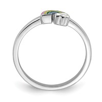 Sterling Silver RH-plated Multi-color Enameled Rainbow Children's Ring view 2