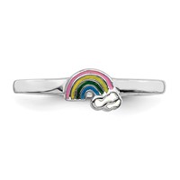 Sterling Silver RH-plated Multi-color Enameled Rainbow Children's Ring view 4