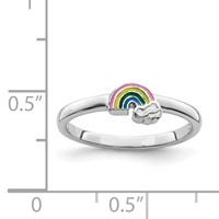 Sterling Silver RH-plated Multi-color Enameled Rainbow Children's Ring view 5