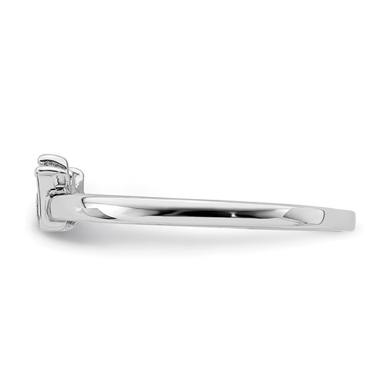 Sterling Silver Rhodium-plated Polished Pink Enamel Crown Children's Ring