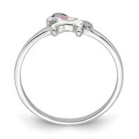 Sterling Silver Rhodium-plated Multi-color Enameled Unicorn Ring - Size 3 view 2