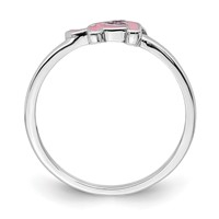 Sterling Silver Rhodium-plated Childs Enameled Pink Elephant Ring view 2