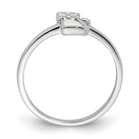 Sterling Silver Rhodium-plated Childs Enameled White Cat Ring view 2