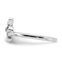 Sterling Silver Rhodium-plated Childs Enameled White Cat Ring view 4