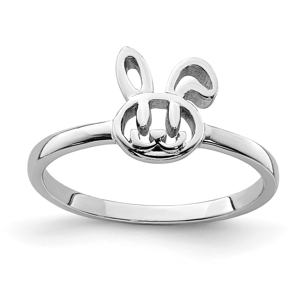 Sterling Silver Rhodium-plated Childs Bunny Ring