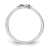 Sterling Silver RH-plated Black White Enameled Puppy Ring view 2