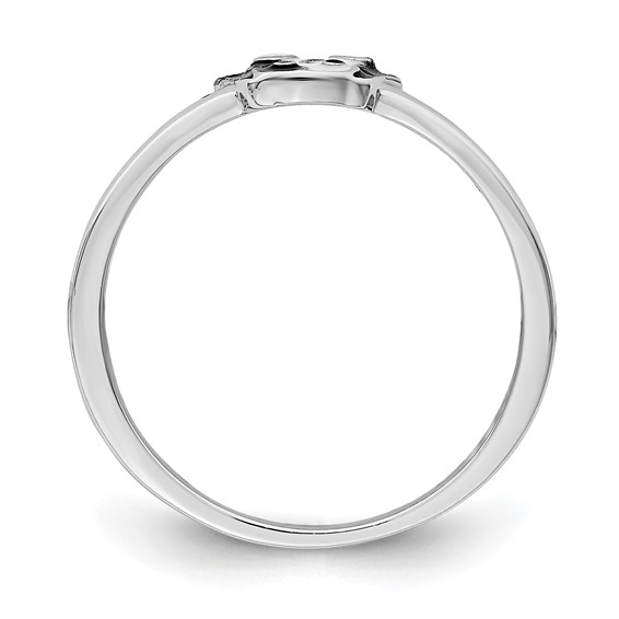 Sterling Silver RH-plated Black & White Enameled Puppy Children's Ring