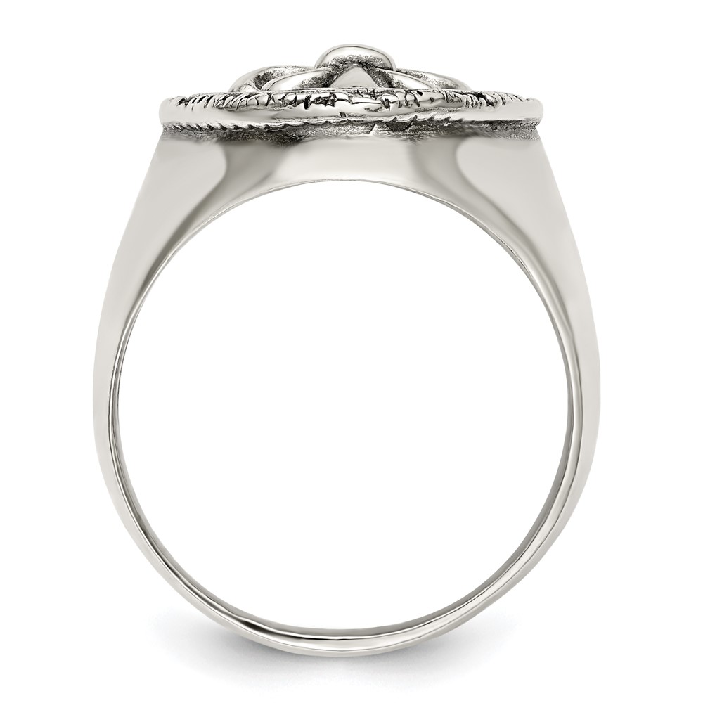 Sterling Silver Antiqued Fleur de Lis Ring (QR6827-10)