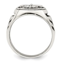 Sterling Silver Antiqued Fleur De Lis Ring view 2