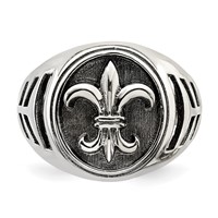 Sterling Silver Antiqued Fleur De Lis Ring view 5