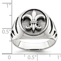 Sterling Silver Antiqued Fleur De Lis Ring view 3