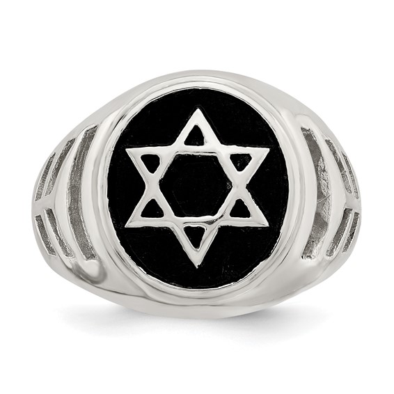 Sterling Silver Antiqued Star of David Ring