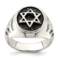 Sterling Silver Antiqued Star of David Ring view 1