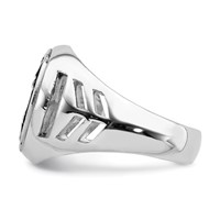 Sterling Silver Rhodium-plated & Antiqued Plated Anchor Ring view 4