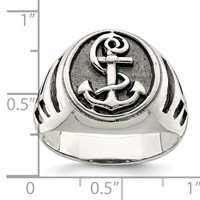 Sterling Silver Antiqued Anchor Ring view 3
