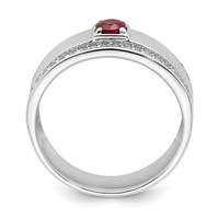 Sterling Silver Rhod-plated Men's African Ruby and White Topaz Ring view 2