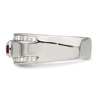 Sterling Silver Rhod-plated Men's African Ruby and White Topaz Ring view 3
