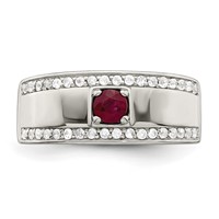 Sterling Silver Rhod-plated Men's African Ruby and White Topaz Ring view 5