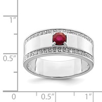Sterling Silver Rhod-plated Men's African Ruby and White Topaz Ring view 4