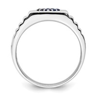 Sterling Silver Rhodium-plated Men's Blue Sapphire Ring view 2