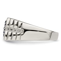 Sterling Silver Rhodium-plated Men's Blue Sapphire Ring view 3