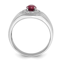 Sterling Silver Rhod-plated Men's African Ruby and White Topaz Ring view 2