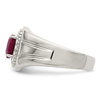 Sterling Silver Rhod-plated Men's African Ruby and White Topaz Ring view 3