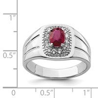 Sterling Silver Rhod-plated Men's African Ruby and White Topaz Ring view 4