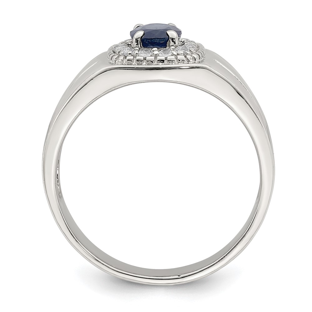 Sterling Silver Rhod-plated Men's Blue Sapphire and White Topaz Ring (QR6840-10)