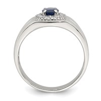 Sterling Silver Rhod-plated Men's Blue Sapphire and White Topaz Ring view 2