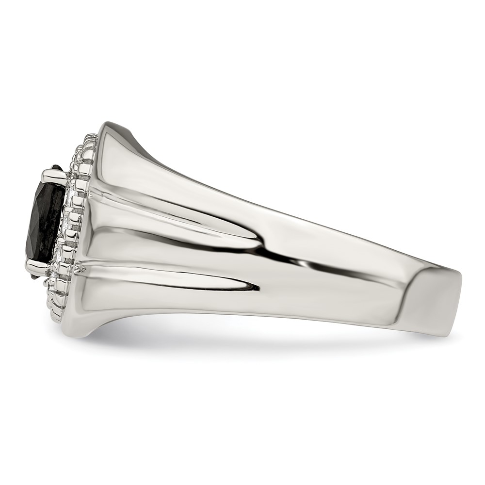 Sterling Silver Rhod-plated Men's Blue Sapphire and White Topaz Ring (QR6840-10)