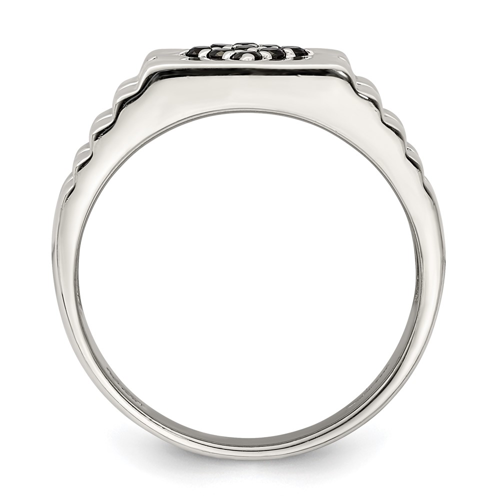 Sterling Silver Rhodium-plated Men's Onyx Ring (QR6841-10)