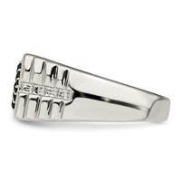 Sterling Silver Rhodium-plated Men's Onyx Ring view 4