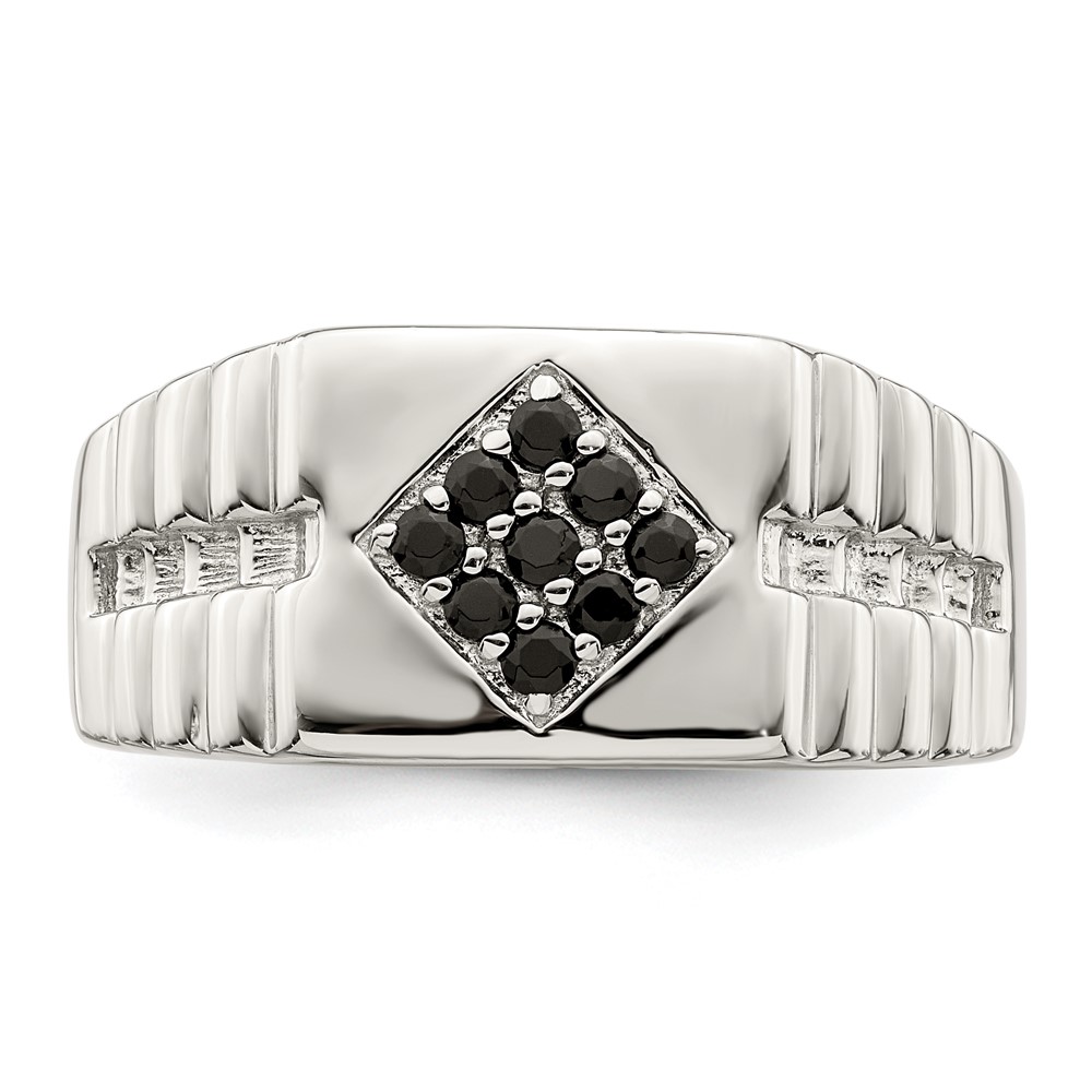 Sterling Silver Rhodium-plated Men's Onyx Ring (QR6841-10)
