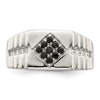 Sterling Silver Rhodium-plated Men's Onyx Ring view 5