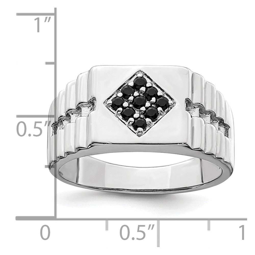 Sterling Silver Rhodium-plated Men's Onyx Ring (QR6841-10)