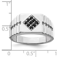 Sterling Silver Rhodium-plated Men's Onyx Ring view 3