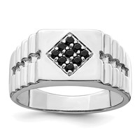 Sterling Silver Rhodium-plated Men's Onyx Ring view 1