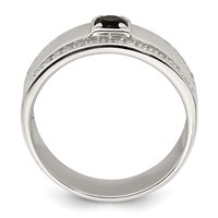 Sterling Silver Rhodium-plated Men's Onyx and White Topaz Ring view 2