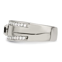 Sterling Silver Rhodium-plated Men's Onyx and White Topaz Ring view 4
