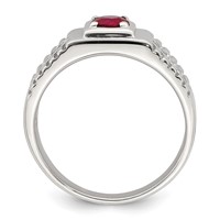 Sterling Silver Rhod-plated Men's African Ruby and White Topaz Ring view 2