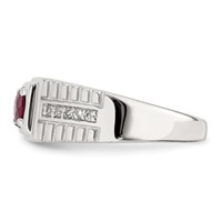 Sterling Silver Rhod-plated Men's African Ruby and White Topaz Ring view 3