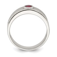 Sterling Silver Rhodium-plated Men's Ruby Ring view 2