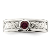Sterling Silver Rhodium-plated Men's Ruby Ring view 5